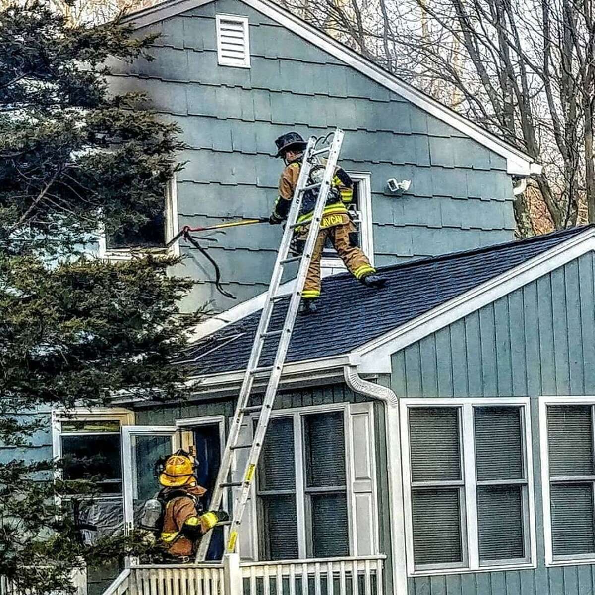 Shelton firefighters battled a blaze at a Gray Street home Feb. 10, 2019, that involved several crews, but no one was injured and damage was kept mostly to one part of the house.