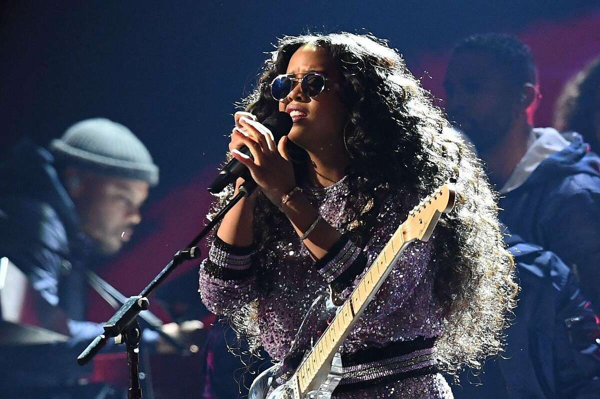 US singer Gabriella Wilson, aka H.E.R., during the 61st Annual Grammy Awards on February 10, 2019, in Los Angeles. (Photo by Robyn Beck / AFP)ROBYN BECK/AFP/Getty Images