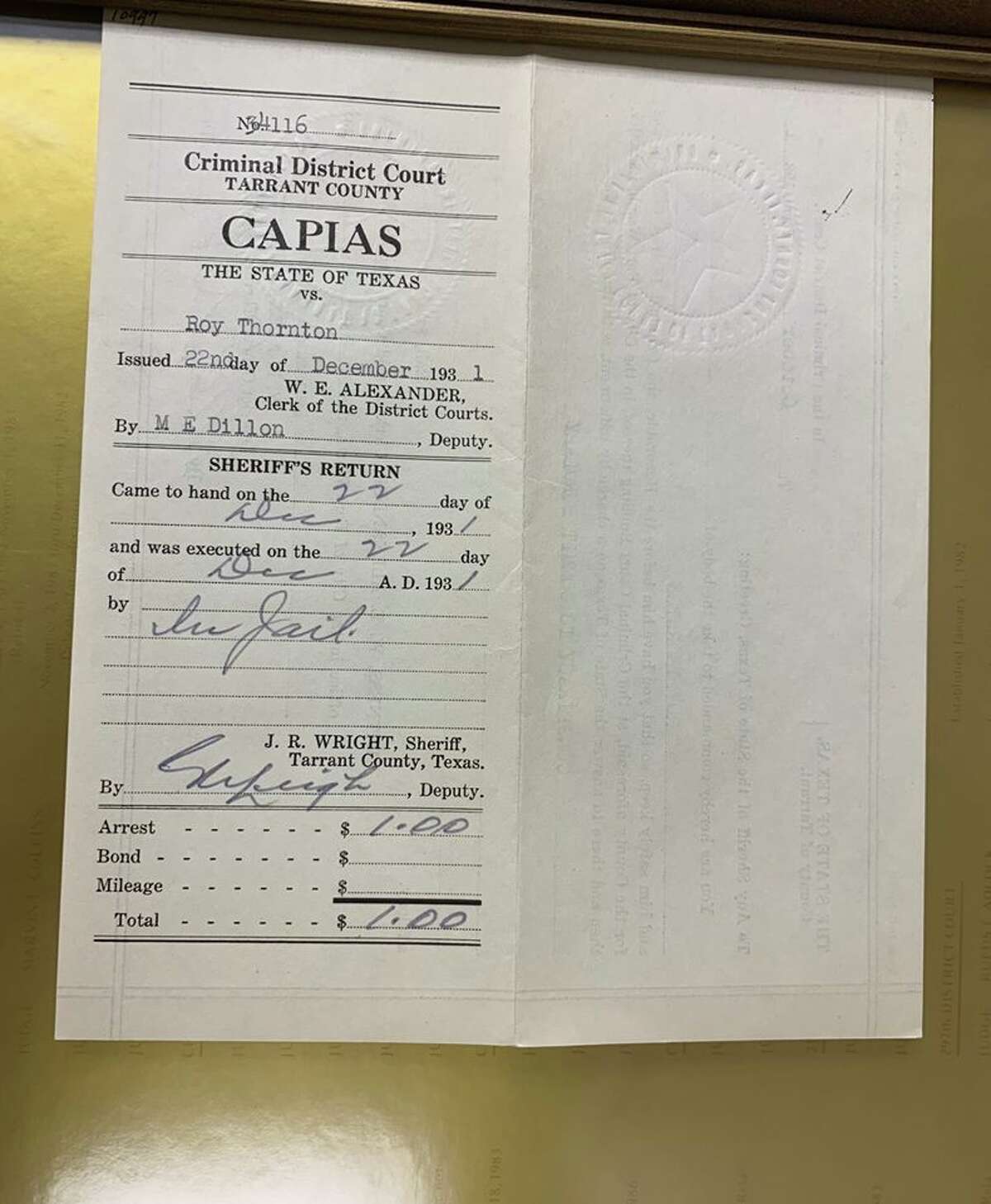 Original Bonnie and Clyde indictments uncovered in old Tarrant County