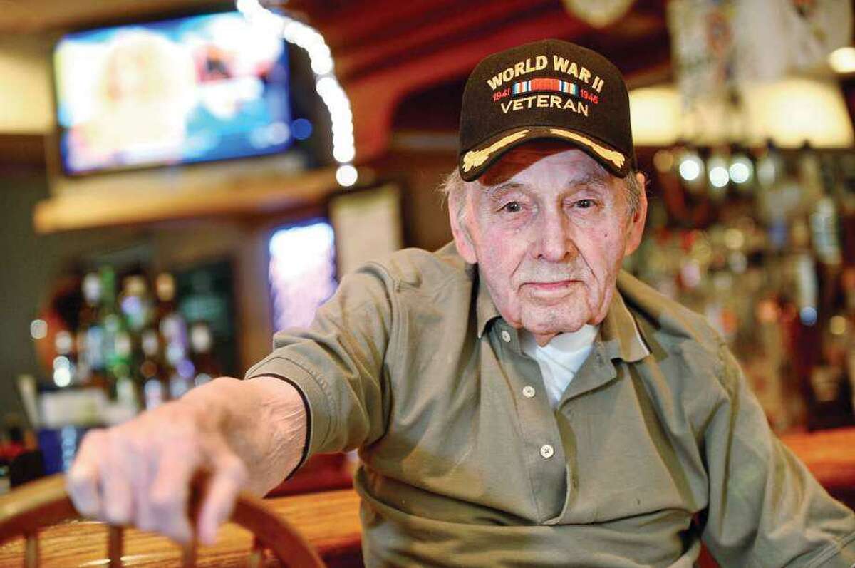 World War II veteran Dave Evans at the American Legion in Norwalk in May 2016.
