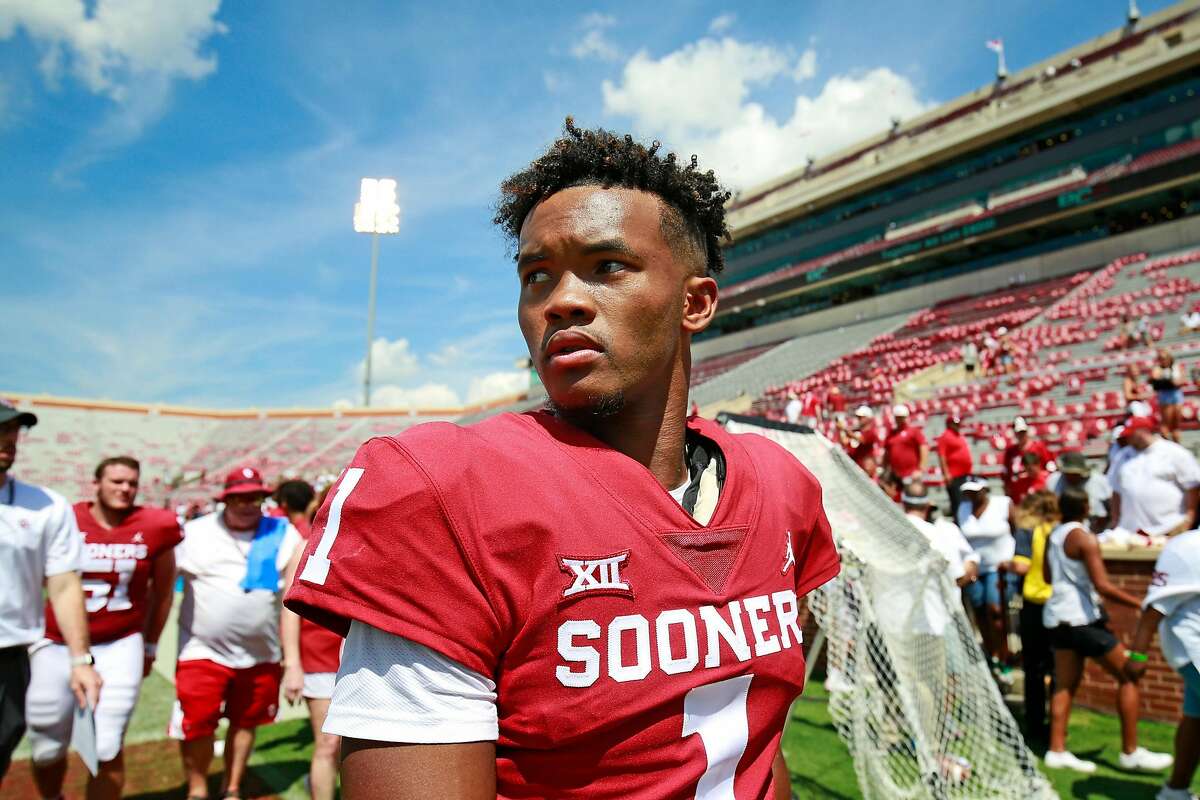 NORMAN, OK - SEPTEMBER 01: Quarterback Kyler Murray #1 of the Oklahoma Sooners walks off the field after the game against the Florida Atlantic Owls at Gaylord Family Oklahoma Memorial Stadium on September 1, 2018 in Norman, Oklahoma. The Sooners defeated