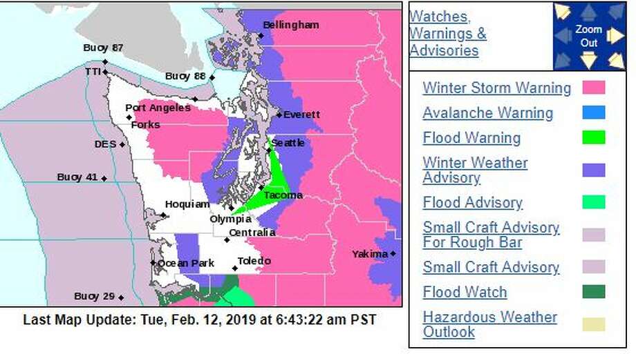 As Snow Turns To Rain Flood Warning Issued In Seattle And Other
