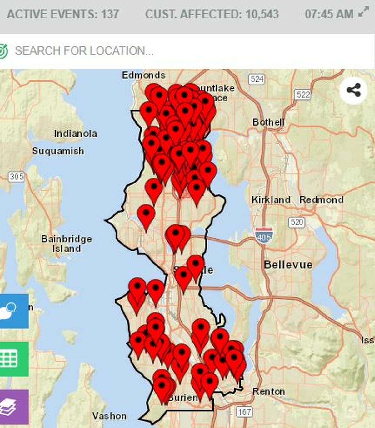 90,000 without power as winter weather pounds Puget Sound region