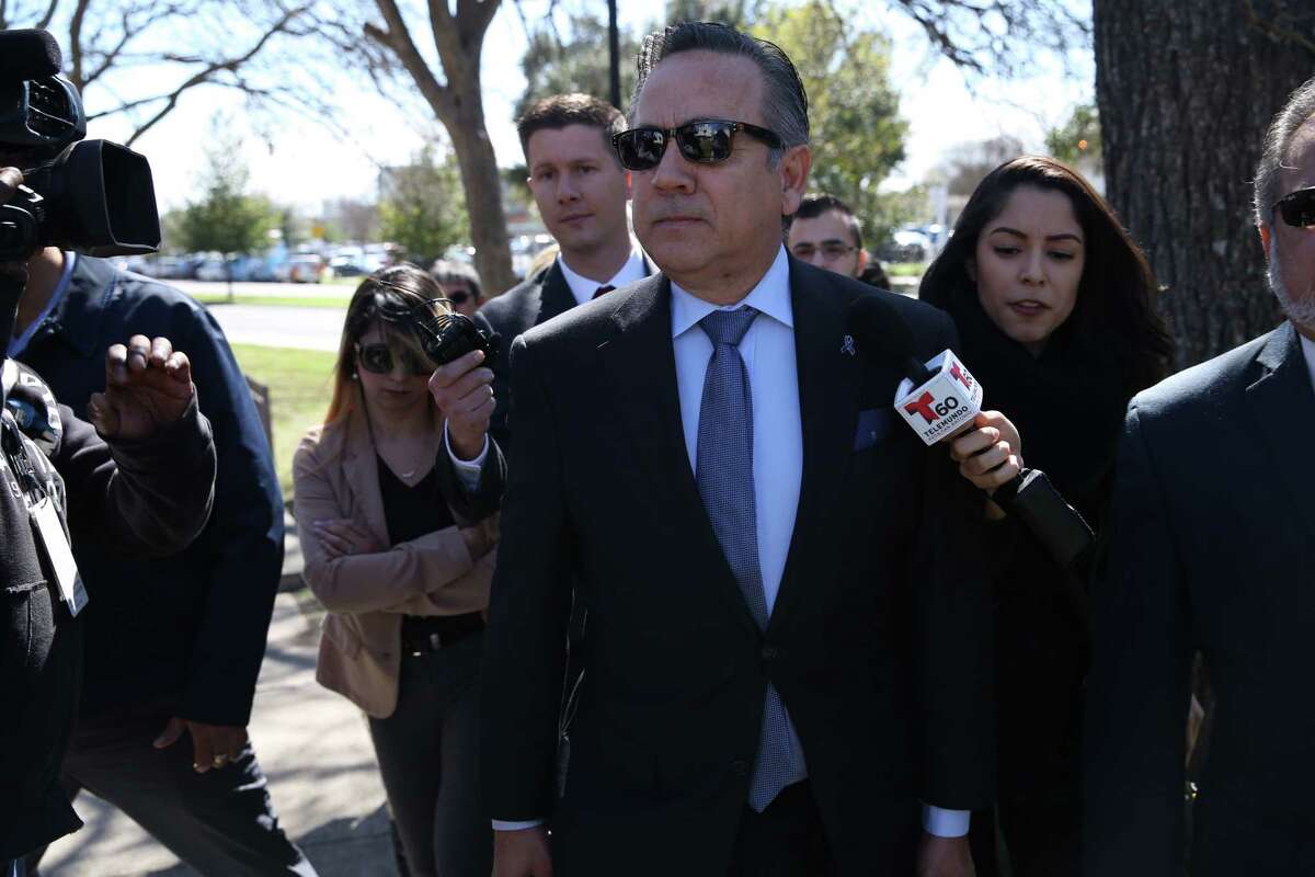 Former Texas State Senator and now convicted felon Carlos Uresti arrives at the Federal Courthouse for sentencing on his second trial, Tuesday, Feb. 12, 2019. Uresti pled guilty in a public corruption case out of Reeves County in West Texas. Uresti faces up to five years in prison, but any term he receives may run concurrently with his 12-year sentence for his role in a now-defunct oil and gas company that defrauded investors.