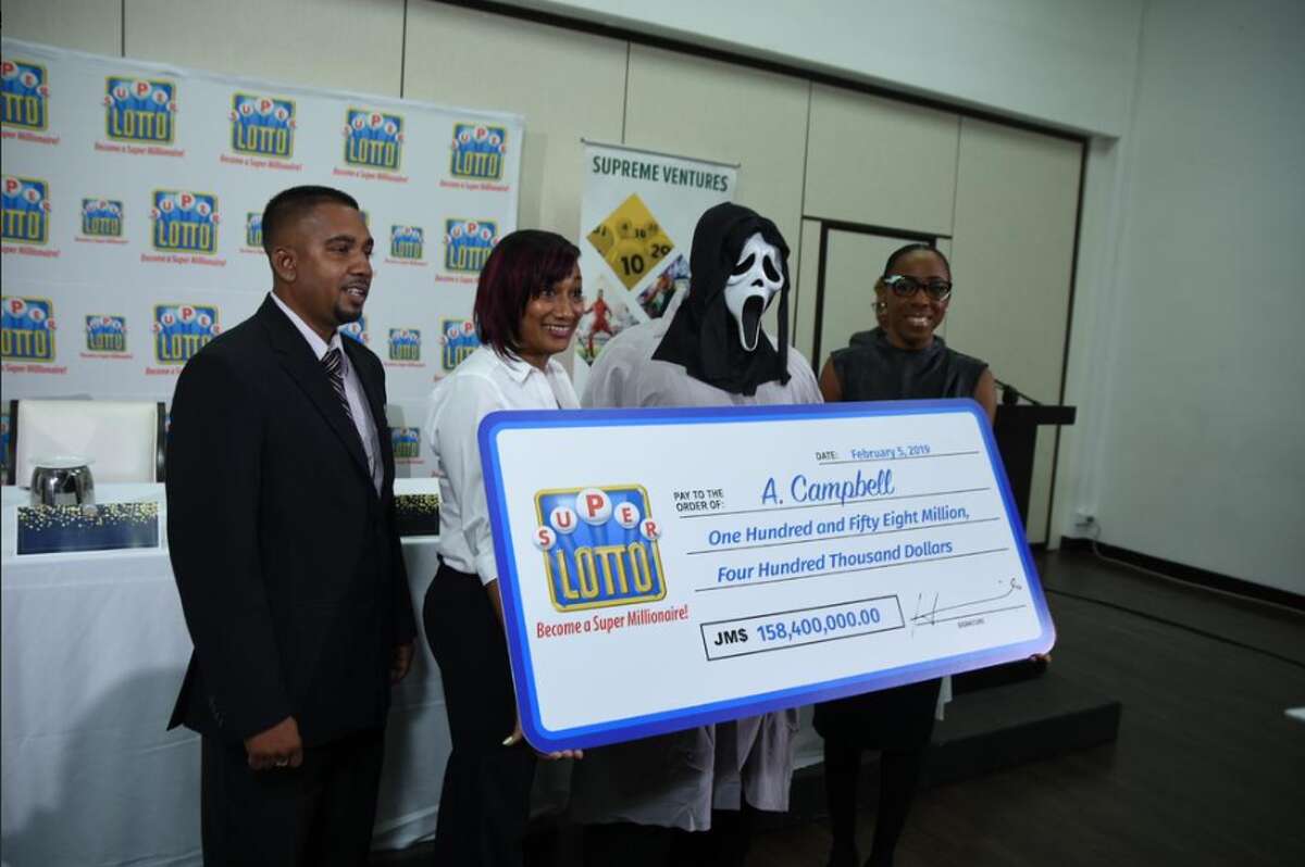 A jackpot winner in Jamaica wore a mask from the horror movie "Scream" to claim the prize.