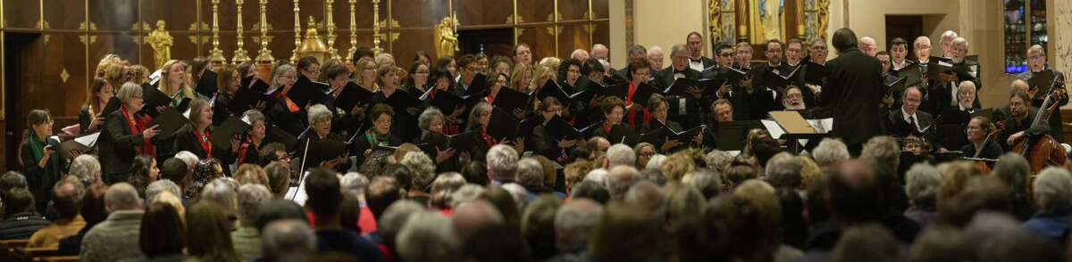 A view of audience and chorale at a concert.