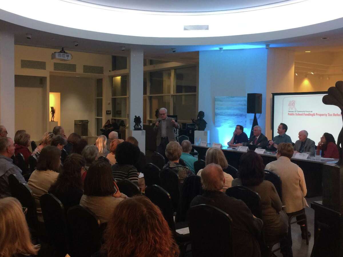 More than 60 people attended a public education forum on Tuesday, Feb. 12, at the Glade Cultural Arts Center in The Woodlands. The panel focused on public school funding issues.