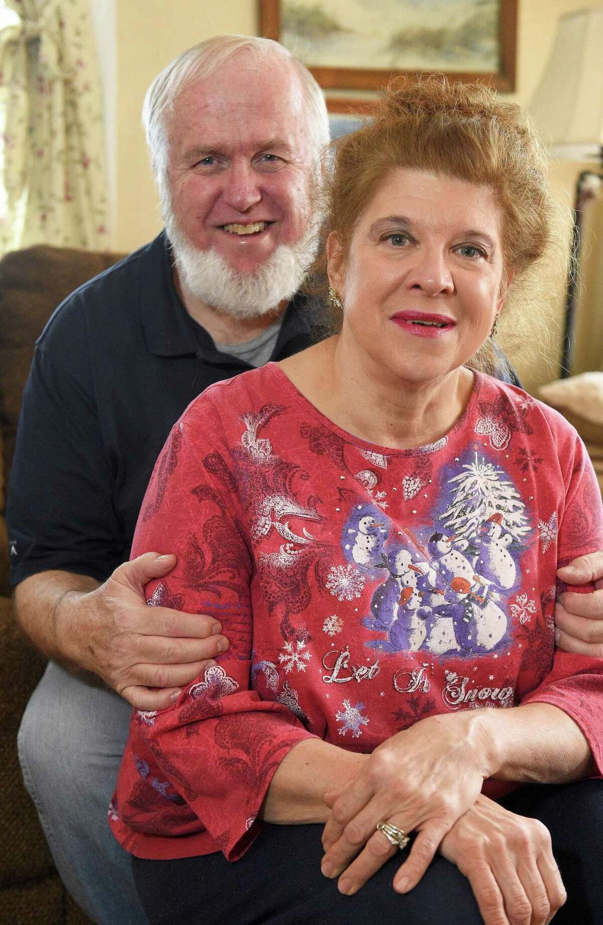 Betsy and Jon Henry, who recently celebrated their 44th wedding anniversary, are photograph at there home Stamford, Conn. on Wednesday, Feb. 13, 2019.