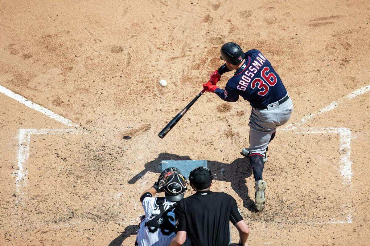 Robbie Grossman #36 of the Minnesota Twins bats against the Chicago White Sox on June 28, 2018 at Guaranteed Rate Field in Chicago Illinois. The Twins defeated the White Sox 2-1.