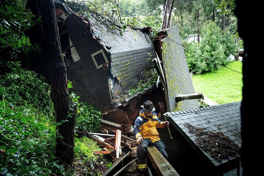 House slides a block off its foundation in Sausalito, trapping resident
