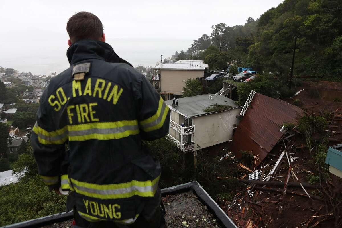 House slides a block off its foundation in Sausalito, trapping resident