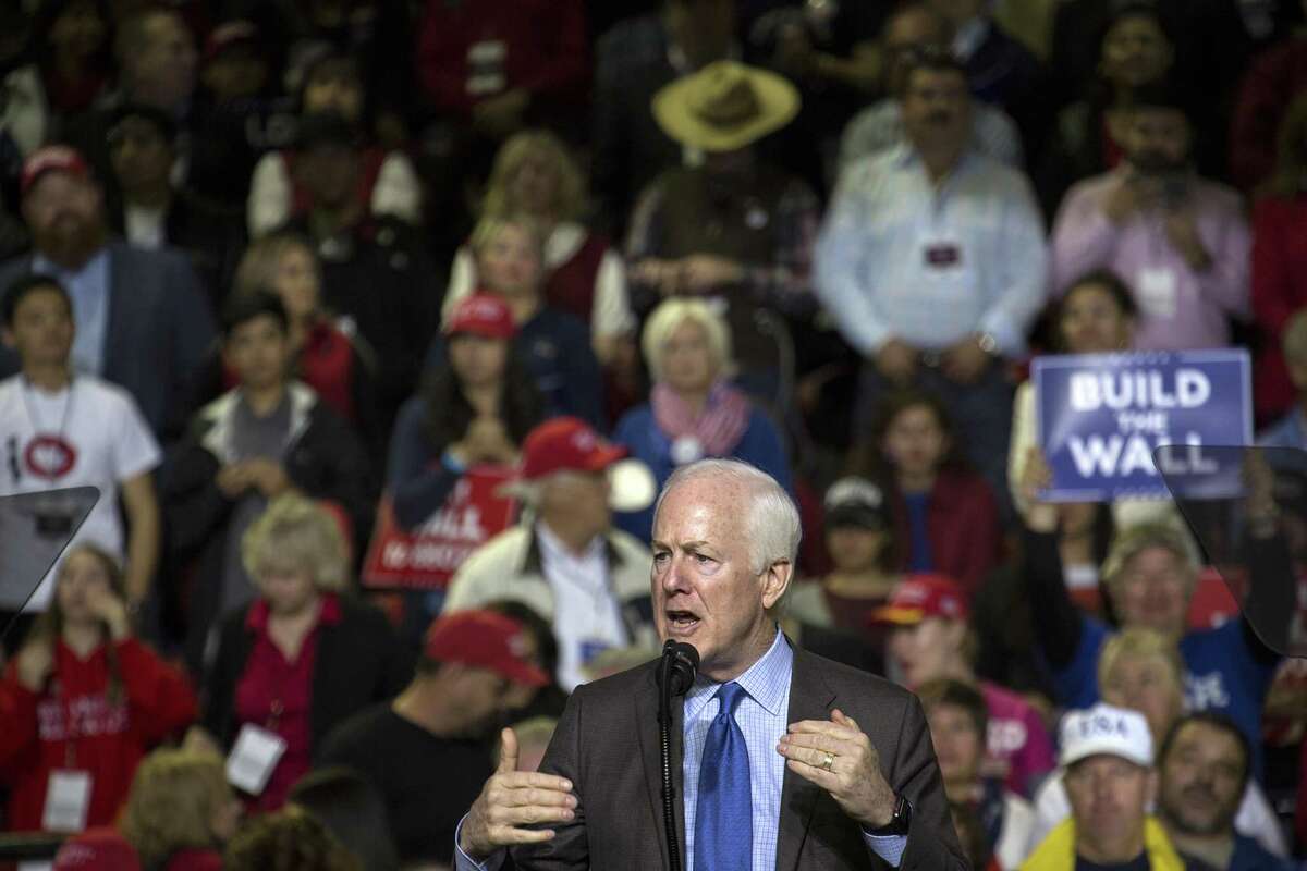 Senator John Cornyn, a Republican from Texas, speaks during a rally for U.S. President Donald Trump in El Paso, Texas, U.S., on Monday, Feb. 11, 2019. Trump and prospective Democratic challenger Beto O'Rourke took part in dueling rallies in Texas on Monday, with each using the president's proposed border wall as an early proxy for the 2020 election. Photographer: Adria Malcolm/Bloomberg