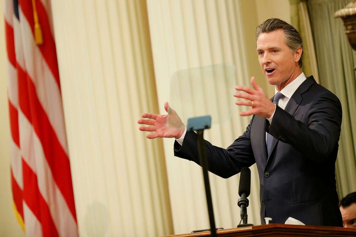 Gov. Gavin Newsom delivers the State of the State address at the California State Capitol on Tuesday, Feb. 12, 2019, in Sacramento.
