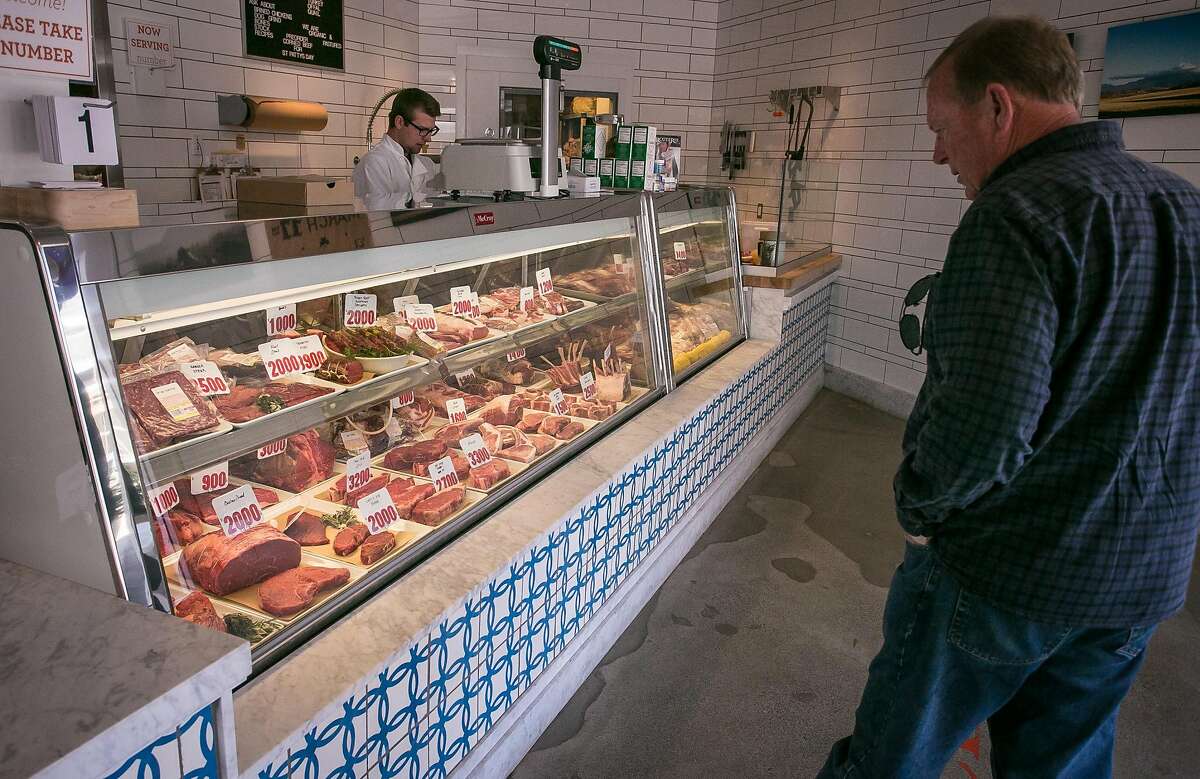 A man surveys the meat case at Belcampo in Larkspur, Calif., on Sunday, March 76th, 2013.
