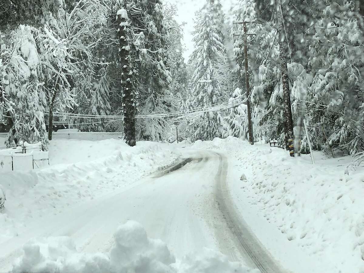 Pollock Pines, about 50 miles away from Lake Tahoe, was covered in snow. Many tourists stopped in Pollock Pines when Highway 50 shut down intermittently to allow for avalanche control.