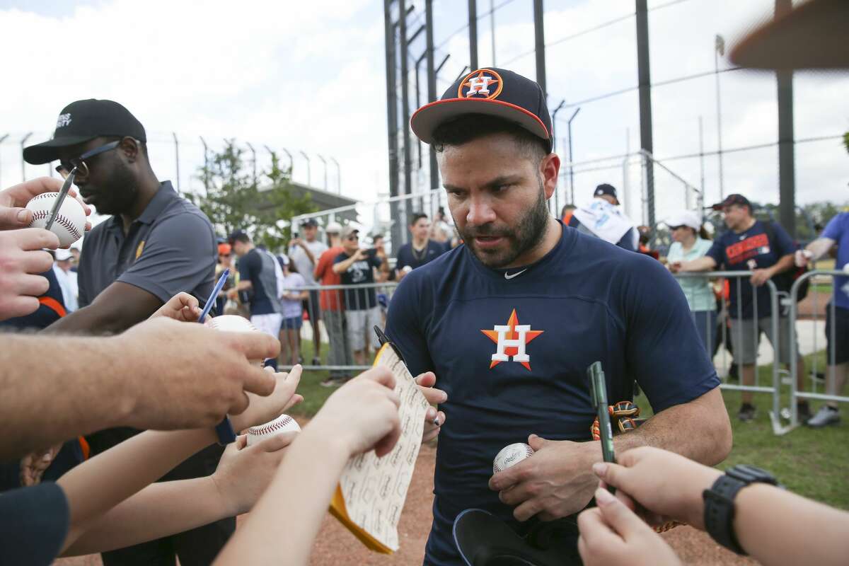 PHOTOS: Feb. 22 - Astros spring training  Many fans try to get autographs from Houston Astros second baseman Jose Altuve (27) after the first full-squad practice at Fitteam Ballpark of The Palm Beaches on Monday, Feb. 18, 2019, in West Palm Beach. >>>See photos from the Astros' spring training in West Palm Beach, Fla., on Friday, Feb. 22, 2019 ... 