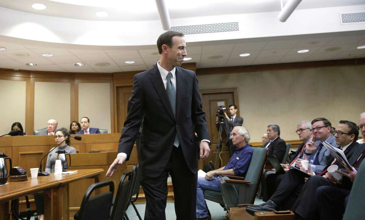 Secretary of State David Whitley attends his confirmation hearing in February in Austin, where he addressed the backlash surrounding Texas' efforts to find noncitizen voters on voter rolls. Senators never called a vote, and after resigning from his interim post as Secretary of State on Monday, Whitley has returned to Gov. Greg Abbott’s payrolls at $205,000 a year, state officials confirmed Friday.