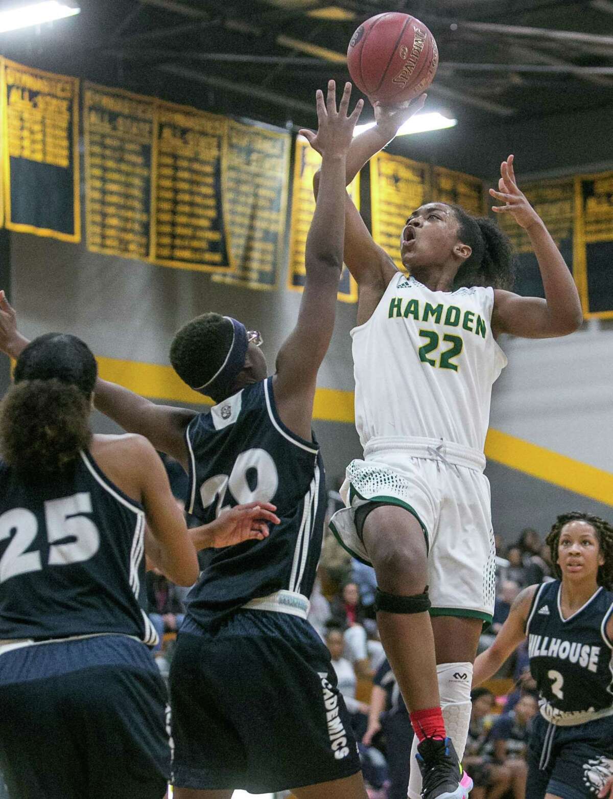 Hamden’s Taniyah Thompson (22) will play at Division I East Carolina next year.