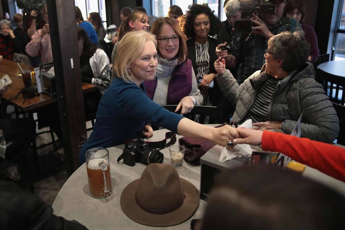 U.S. Senator Kirsten Gillibrand speaks to guests during a campaign stop at the Chrome Horse Saloon on February 18, 2019 in Cedar Rapids, Iowa. Gillibrand, who is seeking the 2020 Democratic nomination for president, made campaign stops in Cedar Rapids and Iowa City today. (Photo by Scott Olson/Getty Images)