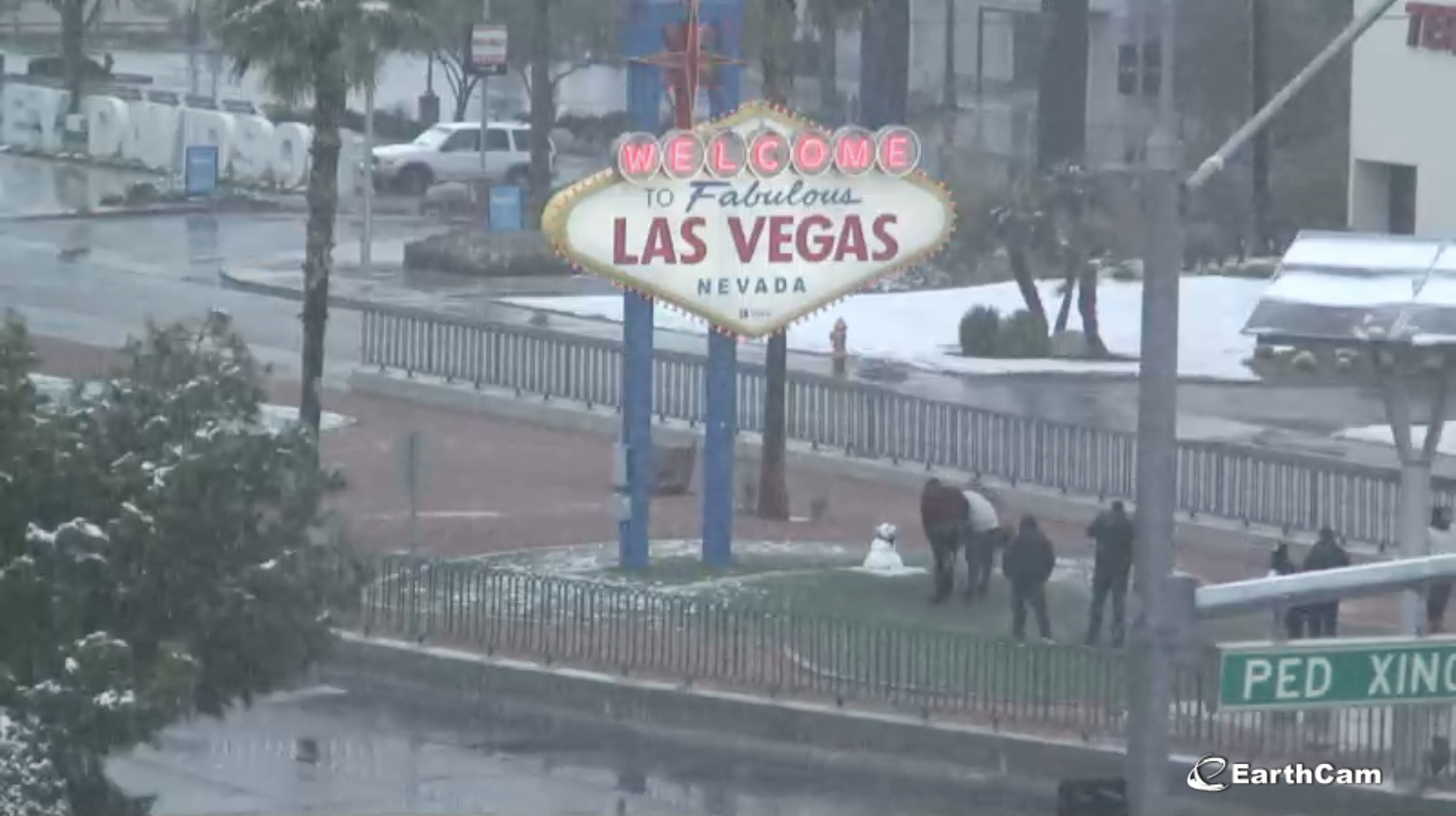 Is that a snowman on the Strip? Las Vegas sees first measurable snow in  over a decade