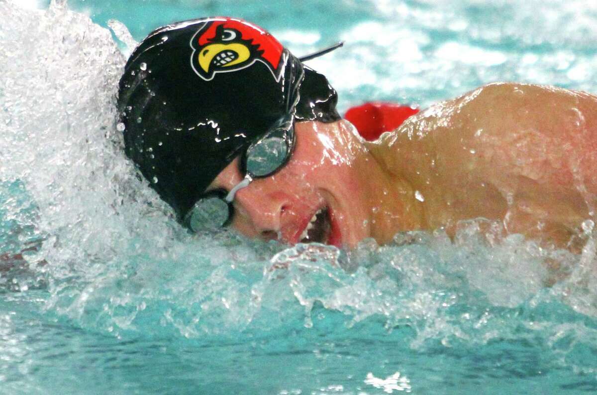Greenwich’s Nick Todorovic competes in the 500-meter freestyle during a meet against New Canaan on Jan. 11.