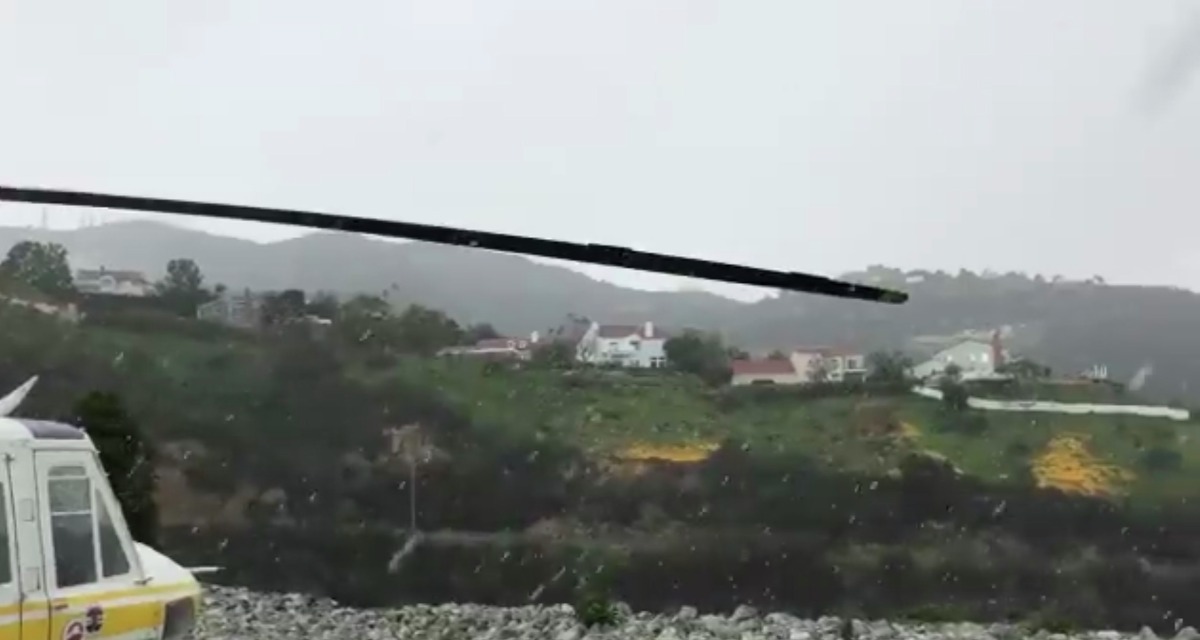 Rare snow falls in Malibu, only miles from the beach