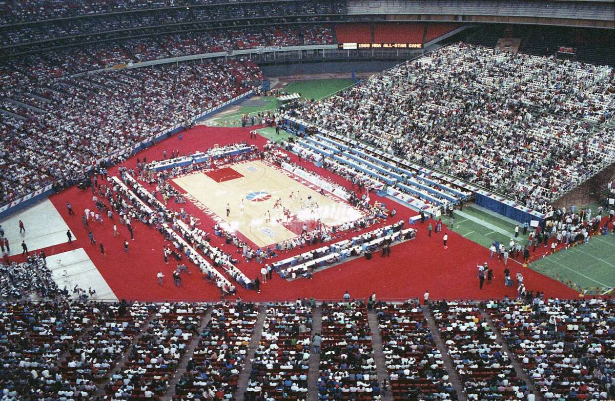 Scene at Astrodome during the 1989 NBA All Star Game, Feb. 12, 1989.