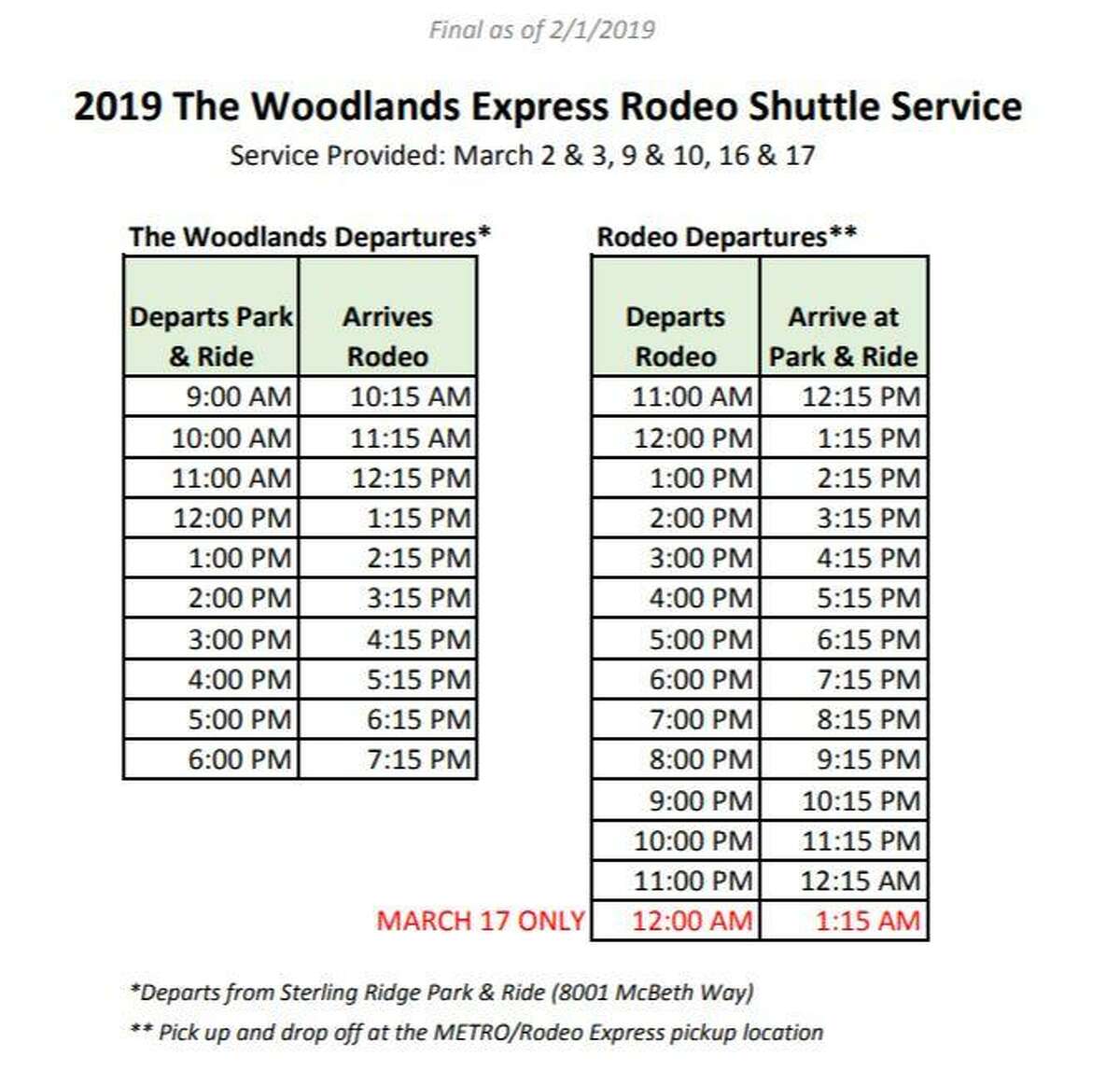 the woodlands township bus schedule