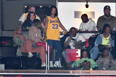 Rihanna Other Celebrities At The Rockets Lakers Game