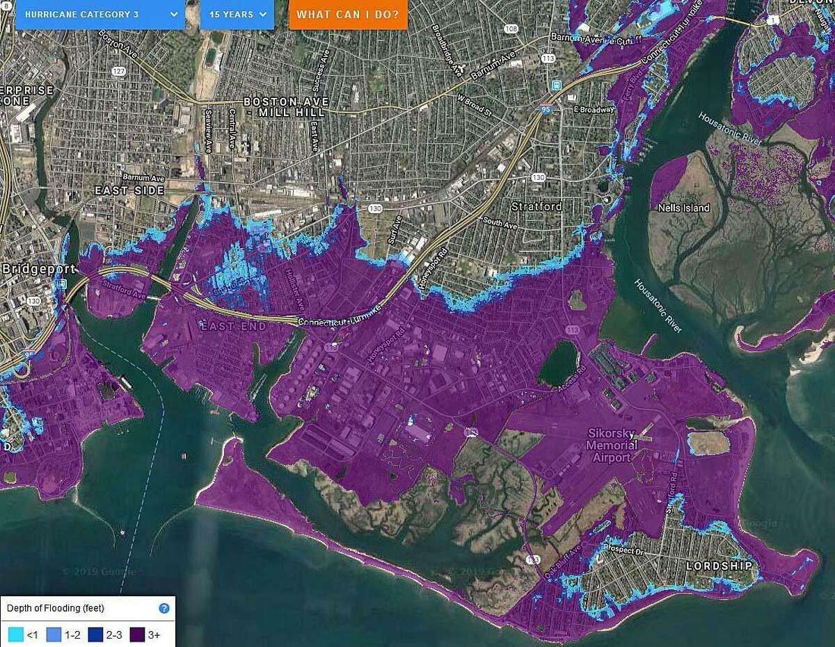 CT shoreline towns that will be under water in Category 3 hurricane