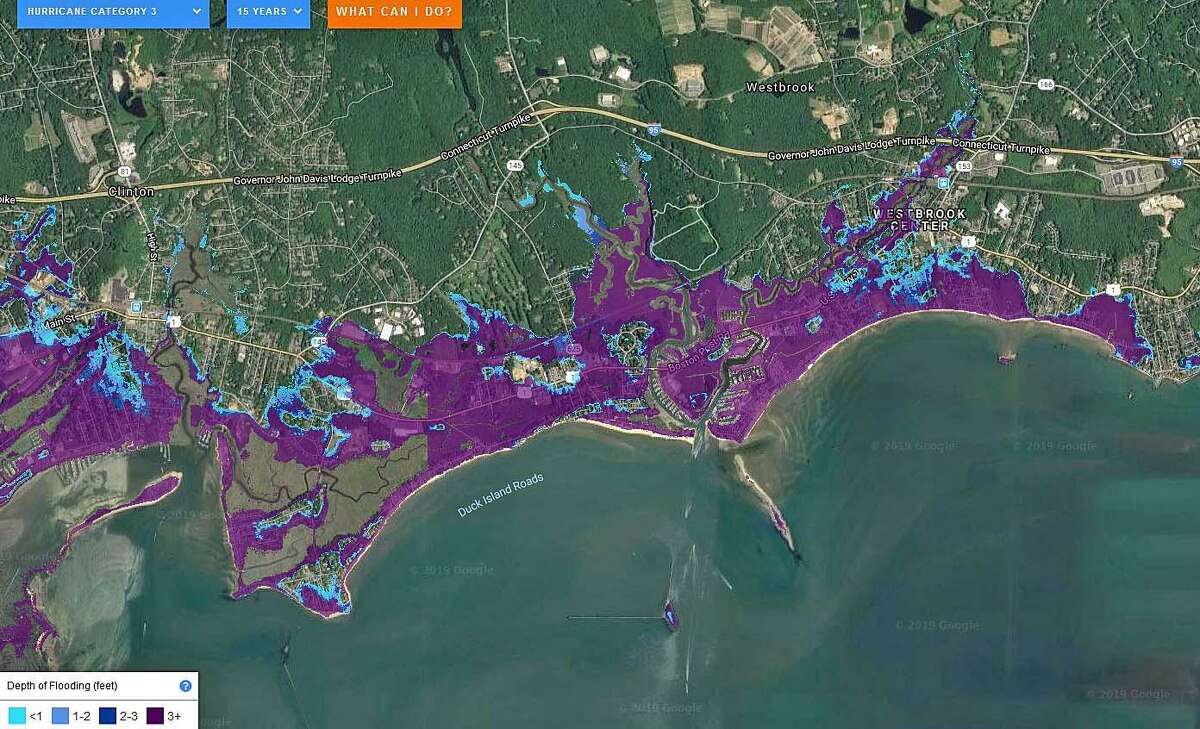 CT shoreline towns that will be under water in Category 3 hurricane