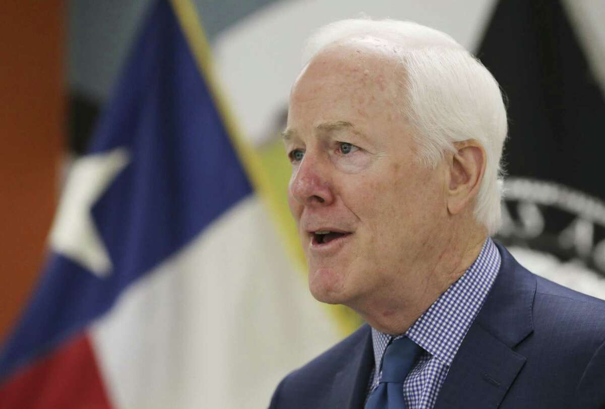 U.S. Sen. John Cornyn, R-Texas, visits with school administrators from Edgewood, SAISD and Somerset along with students at Gus Garcia Middle School as they discuss the federal grant program, GEAR UP, and legislation to modernize it on Thursday, Feb. 21, 2019. GEAR UP is a college/career readiness grant that Edgewood, SAISD and Somerset uses to begin advising kids as early as middle school. (Kin Man Hui/San Antonio Express-News)