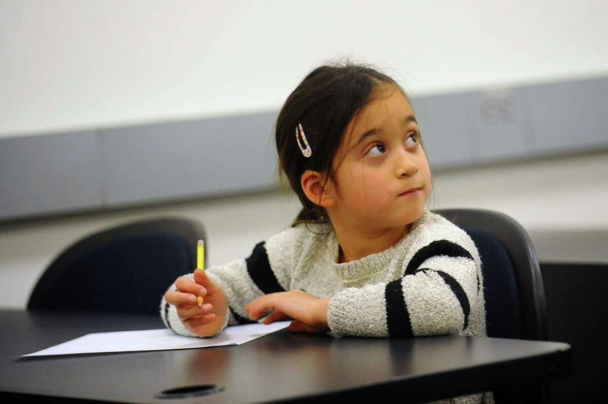 >>Click through to see how southern Connecticut's schools ranked on The state’s Next Generation Accountability indexes Pictured: Caitlyn Sherman, 6, looks to instructor Nancy Miller after she considers the answer to a math problem during the Greenwich-Stamford math circle inside UConn Stamford in downtown Stamford, Conn. on Sunday, Jan. 7, 2018. The math circle, which is run by the Chinese Language School of Connecticut, provides a stimulating environment for ambitious students who wish to gain a deeper understanding of mathematics.