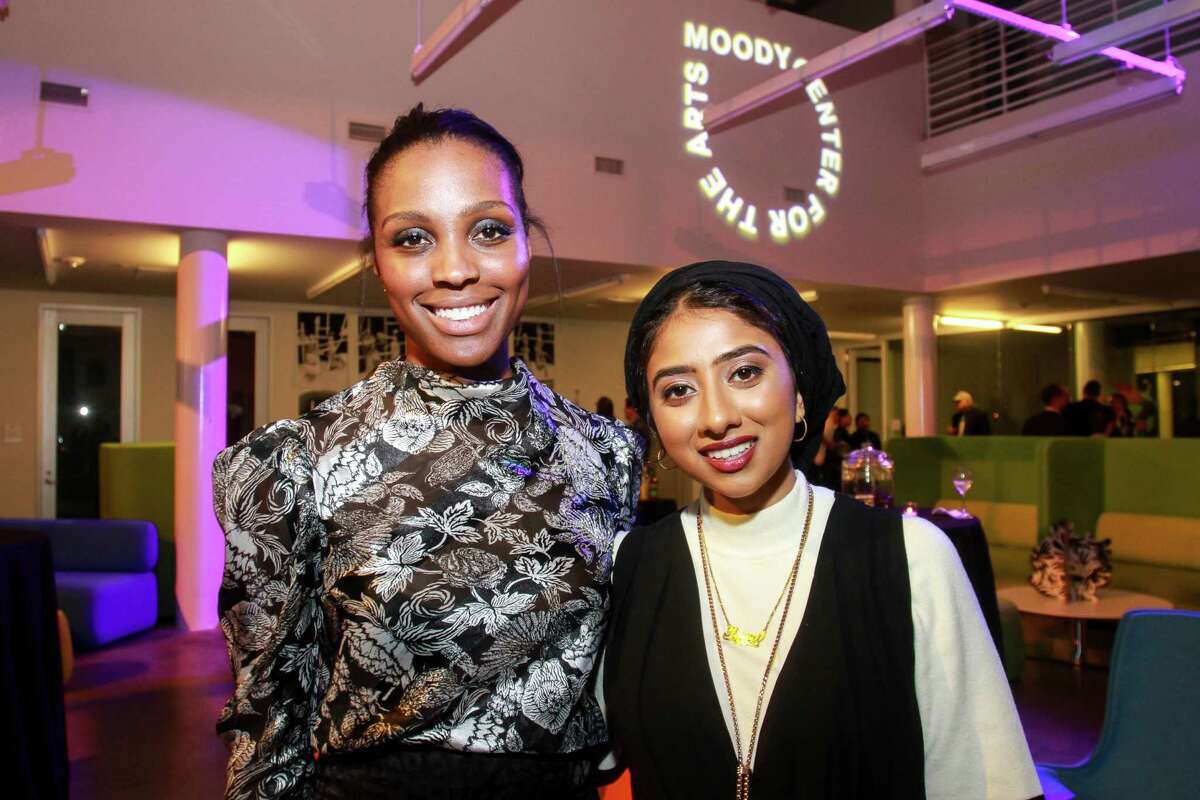 Alecia Harris, left, and Hawa Patel at the Moody Center for the Arts' first-ever dinner at Rice University.