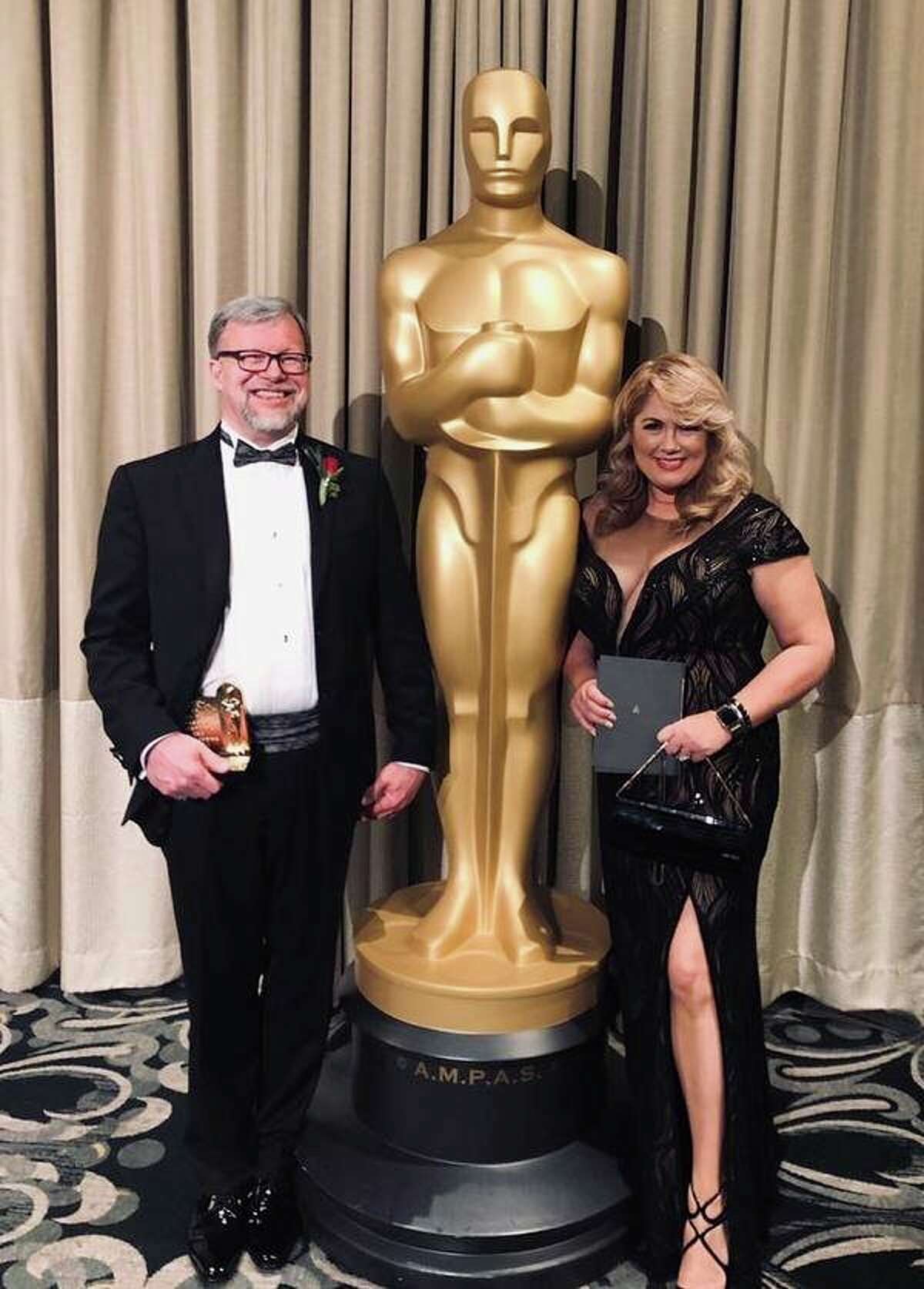 Mark and Michelle Hamburg pose after the Academy of Motion Picture Arts and Sciences' Scientific and Technical Achievement Awards ceremony on Feb. 9 in Beverly Hills, California. (Photo provided) 