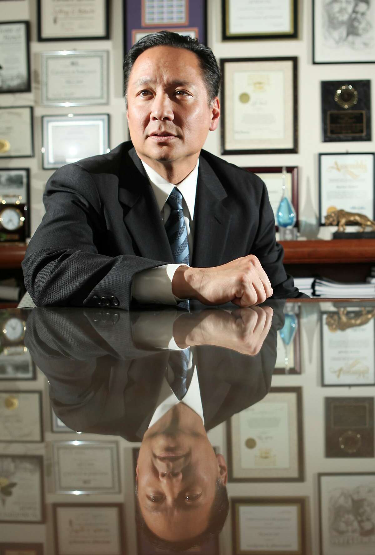 In this photo from Tuesday, June 9, 2009, San Francisco Public Defender Jeff Adachi is photographed at his office in San Francisco. (AP Photo/Jeff Chiu)