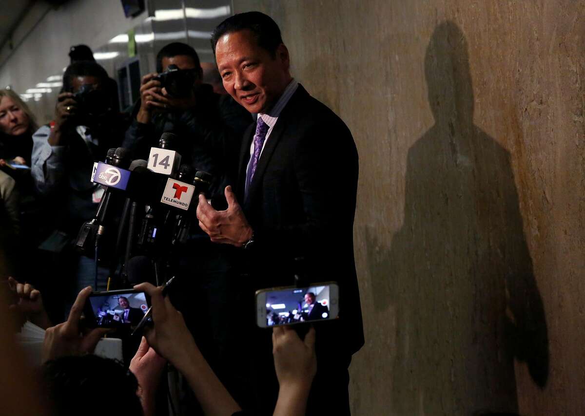 San Francisco Public Defender Jeff Adachi, addresses the press outside of the courtroom after Jose Ines Garcia Zarate was found not guilty in the Hall of Justice Nov. 30, 2017 in San Francisco, Calif.