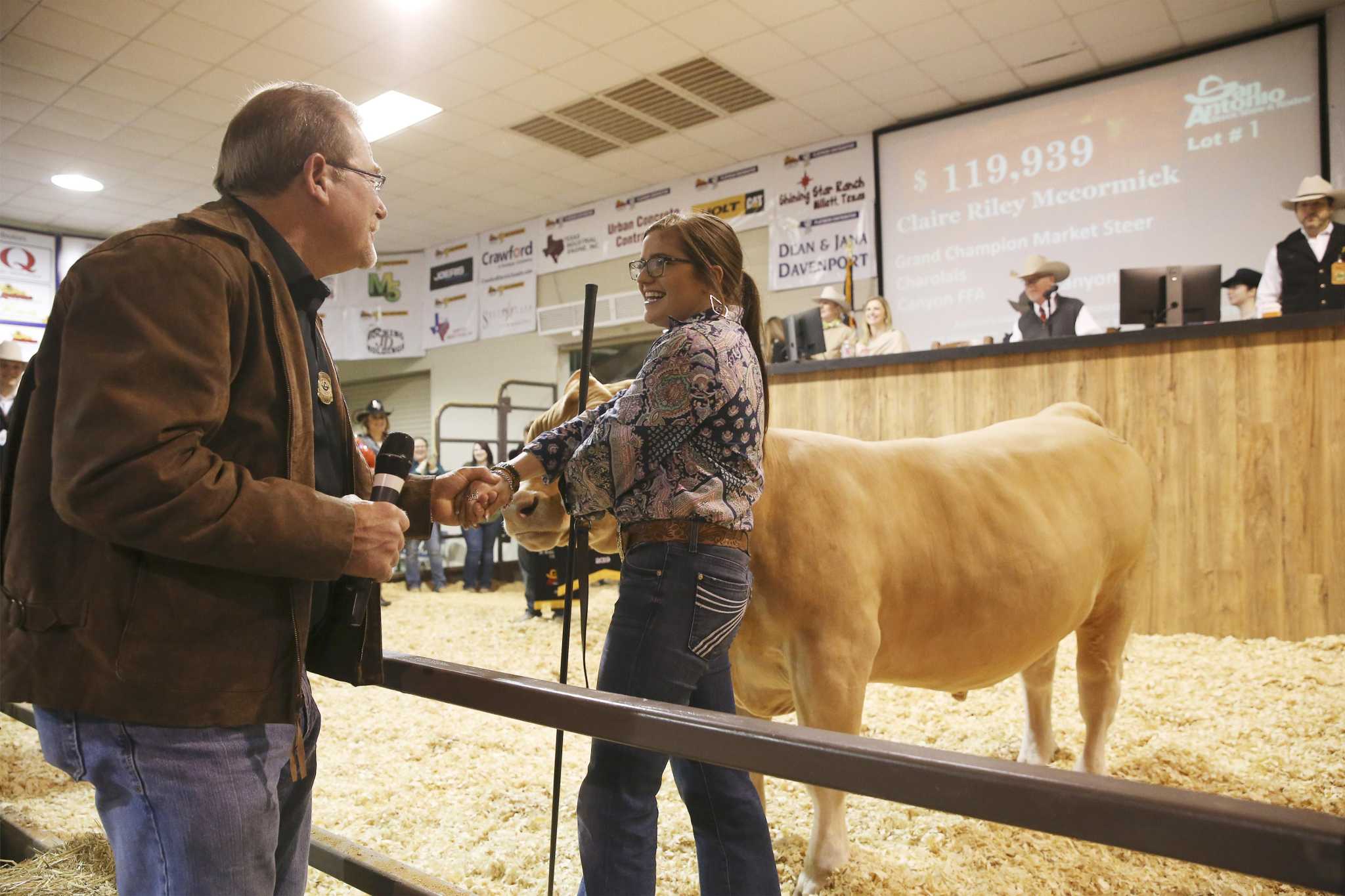 Grand Champion Steer Auctioned At The San Antonio Stock Show