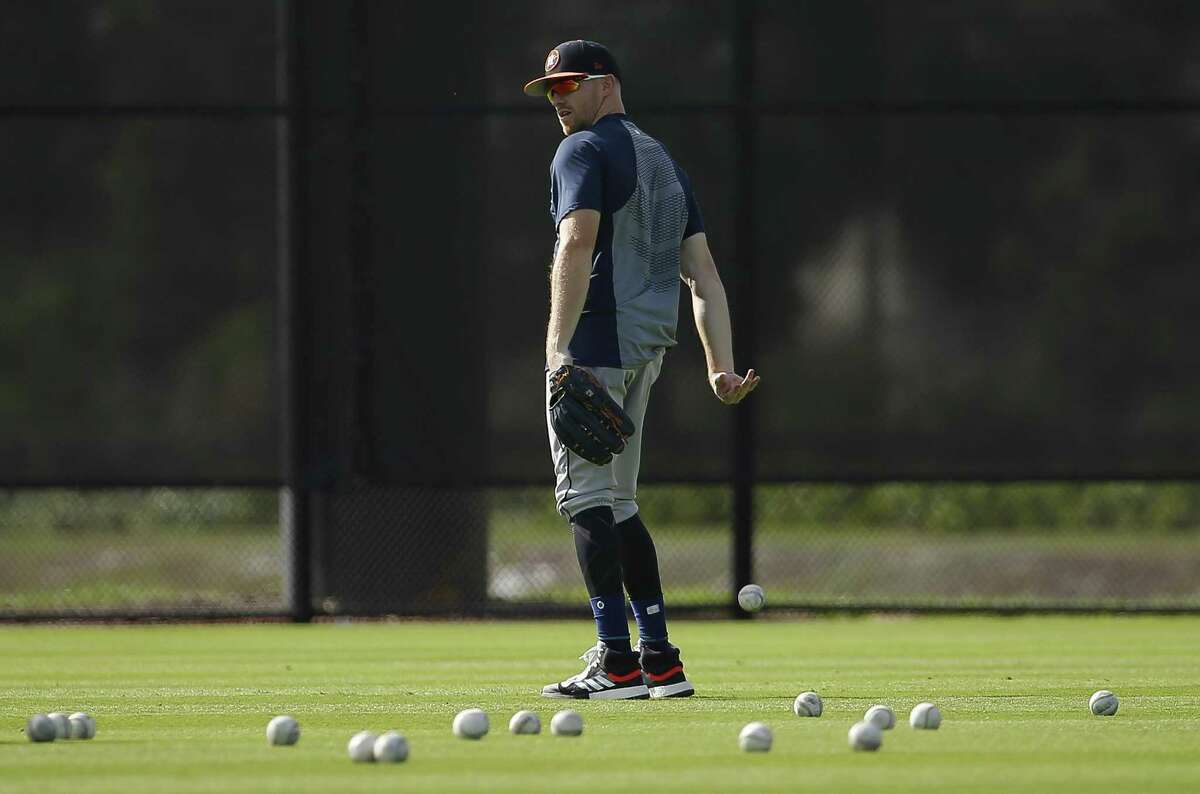 Astros left fielder Derek Fisher works at Fitteam Ballpark of The Palm Beaches . Fisher is hoping the lessons he learned last season will pay off this year.