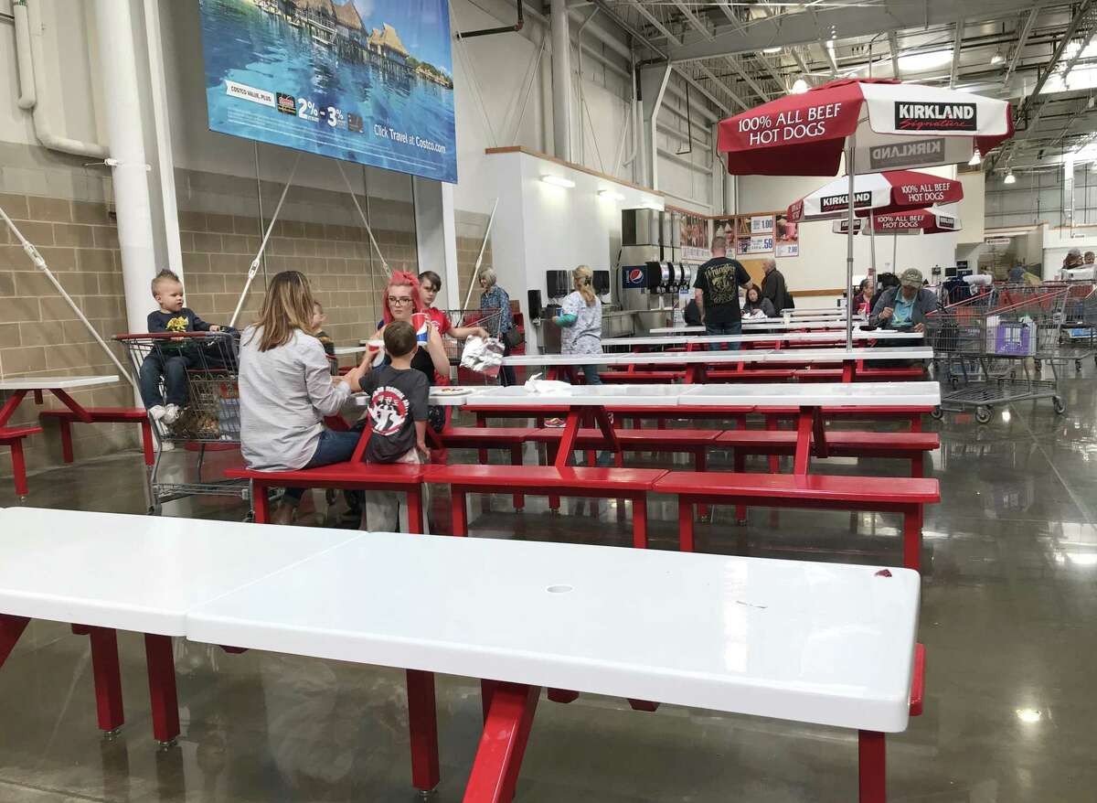 Customers eat in Costco's food court
