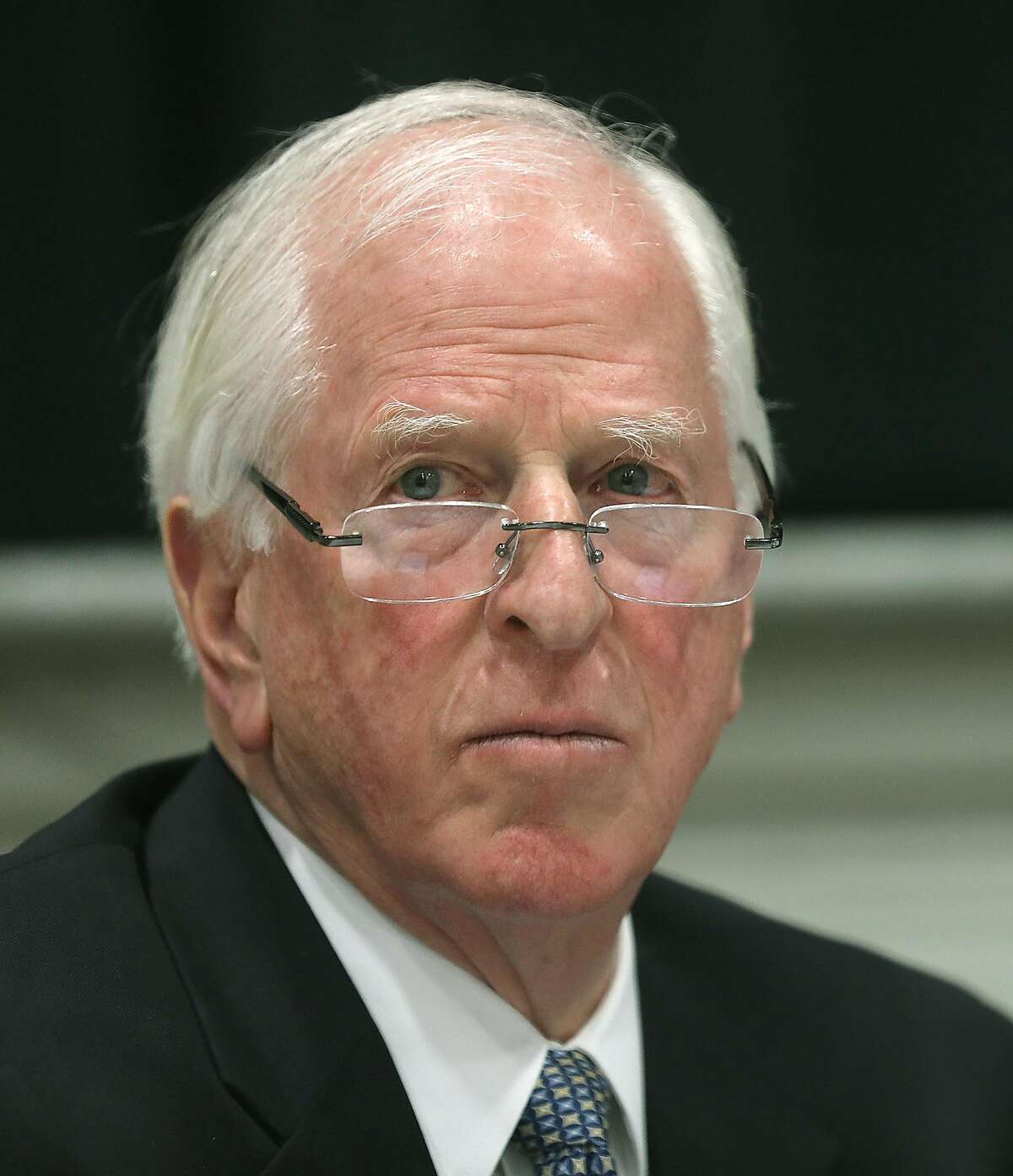Congressman Mike Thompson pauses before speaking at a community meeting for north bay fire victims at Veterans Memorial Auditorium on Wednesday, Feb. 20, 2019, in Santa Rosa, Calif. Rep. Mike Thompson leads much of the House Democrats' renewed charge for gun-control measures.