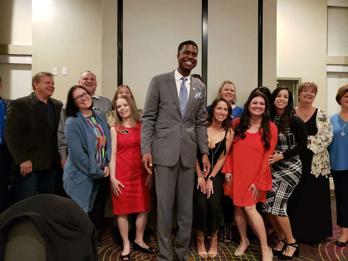 Judge Joe Stephens and the new Crosby Huffman Chamber of Commerce Board of Directors pose after the new board was installed at the Chamber's banquet at the Hilton Garden Inn in Baytown on Feb. 20