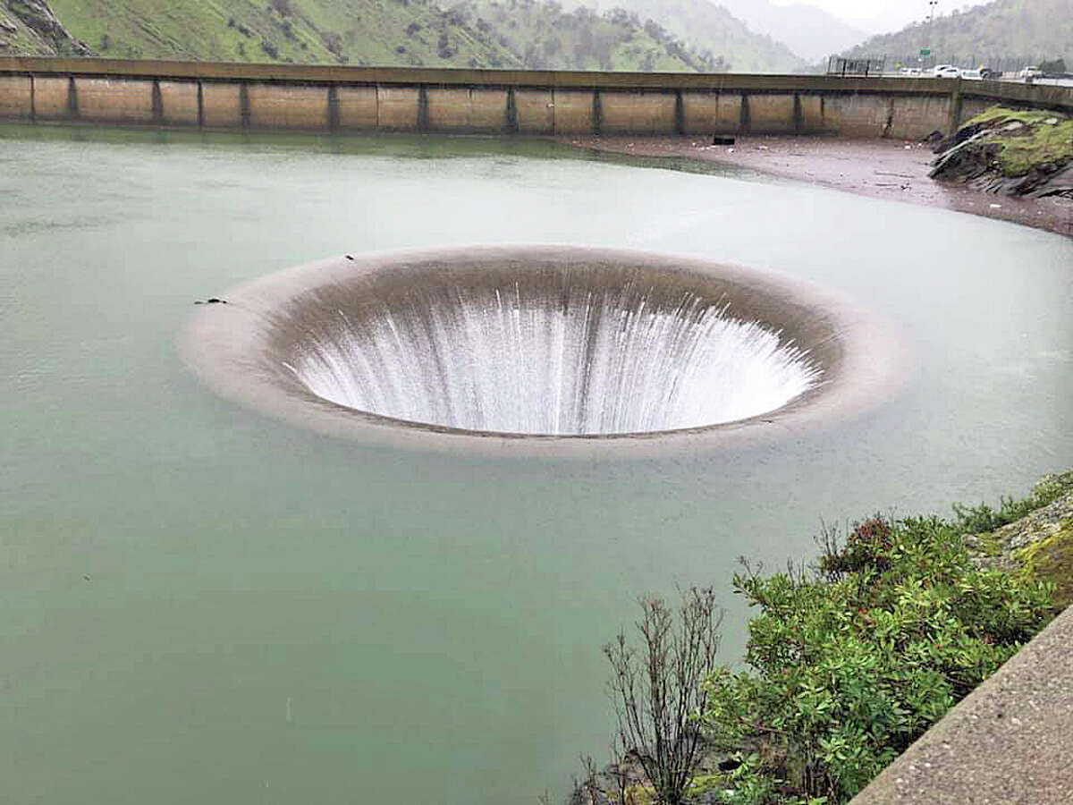 Lake Berryessas Famous Glory Hole Spills Over After Weeks Of Rain