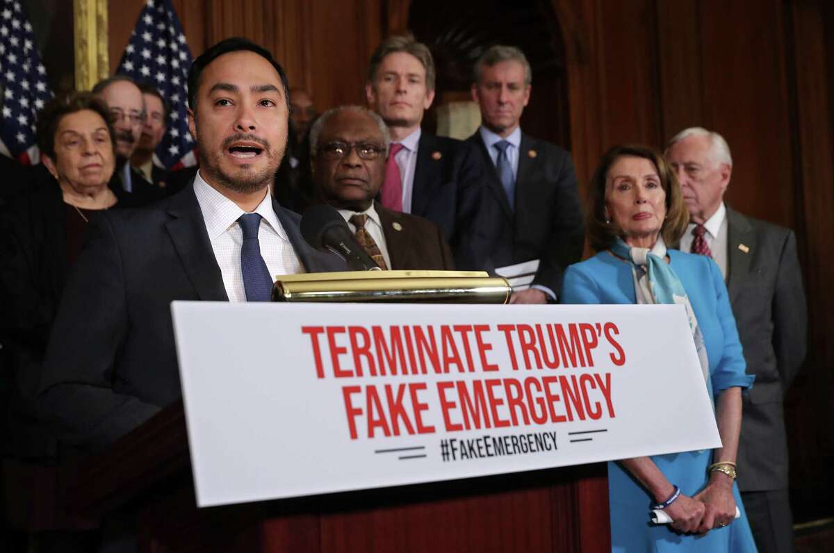WASHINGTON, DC - FEBRUARY 25: Rep. Joaquin Castro (D-TX) speaks during a news conference about the resolution he has sponsored to terminate President Donald Trump's emergency declaration February 25, 2019 in Washington, DC. The House is expected to vote on and pass a resolution this week that would abolish Trump's declaration of a national emergency to build a U.S.-Mexico border wall. (Photo by Chip Somodevilla/Getty Images) ***BESTPIX***