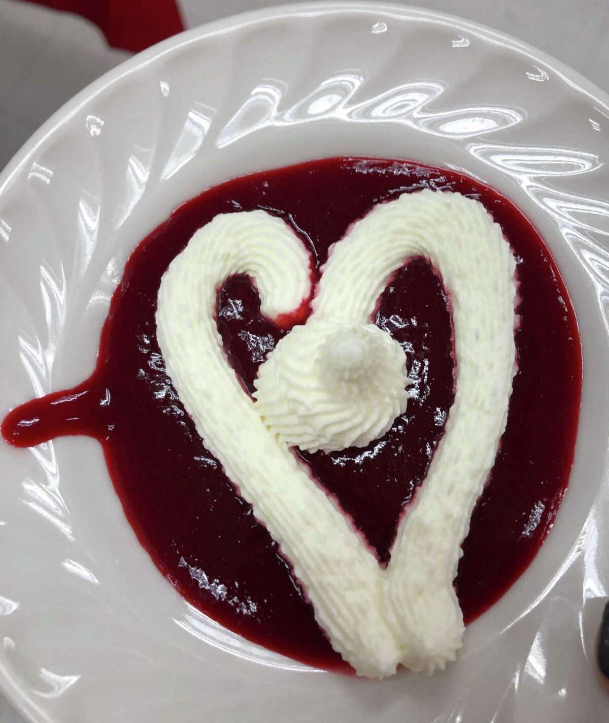 A special dessert, decorated for the holiday, was served at the Valentine’s lunch.