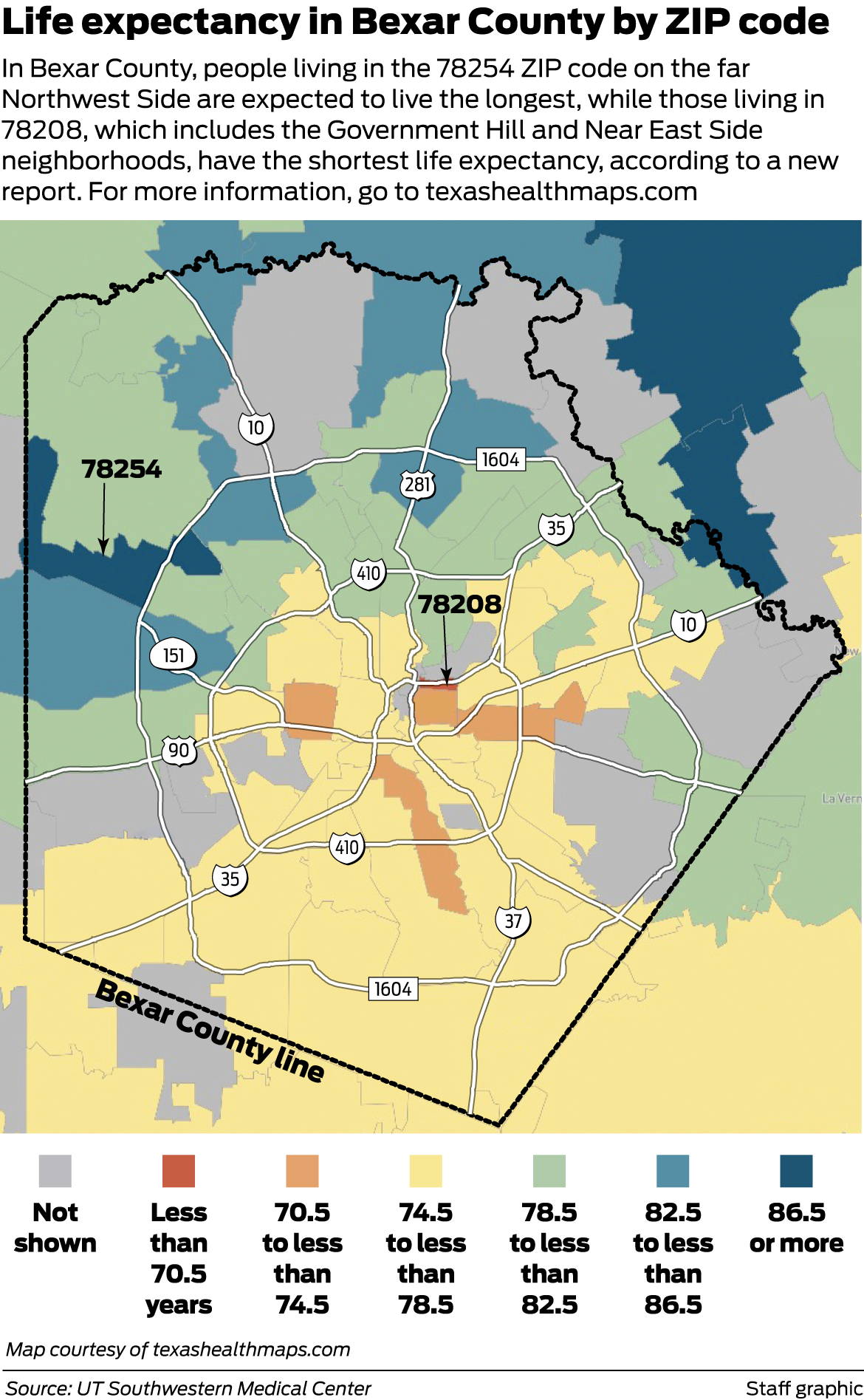 Bexar County Zip Code Map Texans' Life Expectancy Varies Wildly Depending On Zip Code