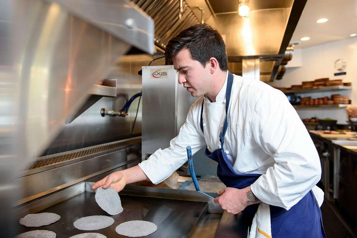 Chef de cuisine Kaelin Ulrich Trilling makes tortillas in the kitchen at La Calenda restaurant in Yountville, Calif., on Wednesday February 27, 2019.
