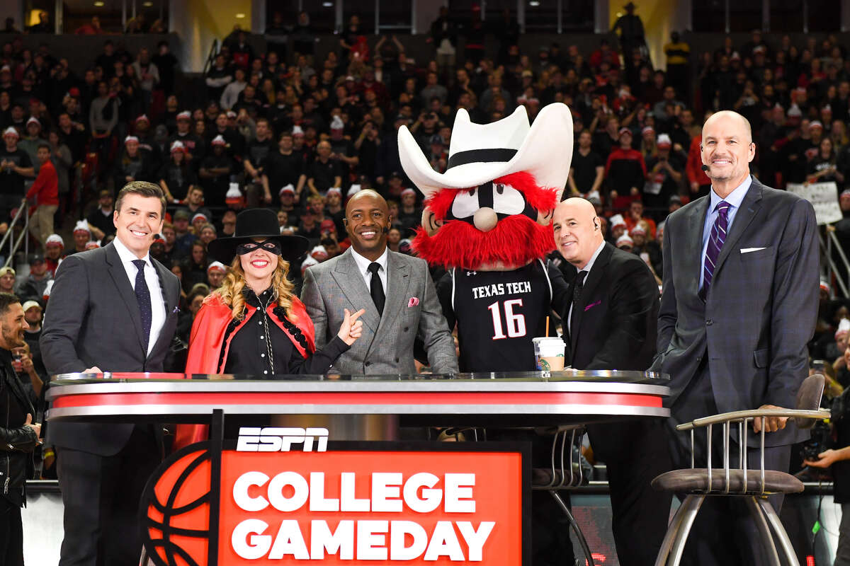 After paying a visit to Lubbock and Texas Tech a year ago, ESPN College GameDay hosts (from left) Rece Davis, Jay Williams, Seth Greenberg and Jay Bilas bring their show to UH's Fertitta Center on Saturday.