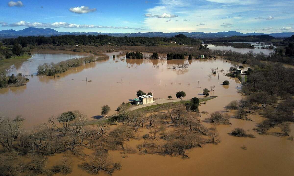 The flooded farmland near the Russian River near River Road in Forestville, Calif., on Thursday, February 28, 2019. The area along the Russian River sustained heavy flooding after an atmospheric river dumped almost 20 inches of rain in two days.