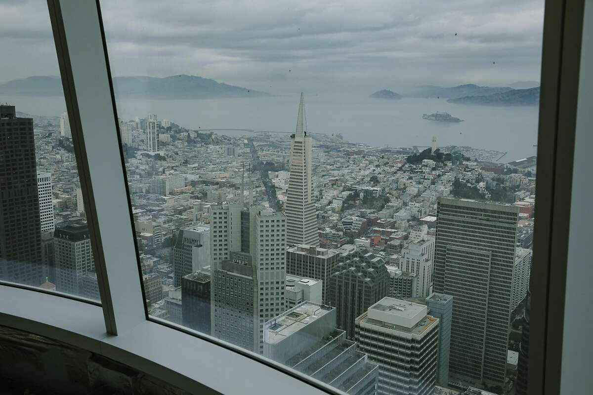 Transamerica Pyramid from the 61st floor of Salesforce Tower in San Francisco, Calif. Thursday, January 4, 2018.